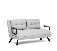 CALICOSY - Canapé lit 2 places convertible en tissu bouclette avec pieds en métal L133 cm - SANDO - Gris clair