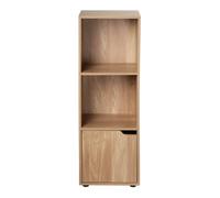 Calicosy CASÂME Meuble 3 Cases avec 1 Porte - Colonne de Rangement - Modulable - Bibliothèque Fine - Rangement pour Salon, Chambre - Décor Bois - Meuble à Cases - 30,7 cm x 29 cm x H 90,8 cm