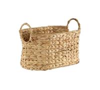 CaliCosy CASÂME Petit Panier en Jacinthe d'eau - avec Poignées - Rangement Pratique - Style Bohème - pour Chambre, Dressing - L40 x P26 x H21 cm