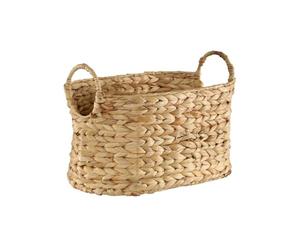 CaliCosy CASÂME Petit Panier en Jacinthe d'eau - avec Poignées - Rangement Pratique - Style Bohème - pour Chambre, Dressing - L40 x P26 x H21 cm