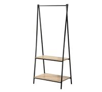 Calicosy CASÂME Portant avec Etagères à Chaussures - 2 Etagères - Porte Manteau - Structure en Métal et Bois - Meuble d'Entrée - Style Industriel - L 64,5 x P 40 x H 151 cm