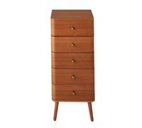 Calicosy - Chiffonnier 5 Tiroirs avec Façades aux Bords Arrondis et Pieds en Bois - H100 cm - Style Rétro et Élégant - Collection Karl