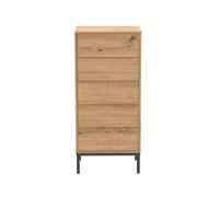 CALICOSY - Chiffonnier 5 tiroirs avec pieds en métal H100 cm - LENNY - Bois clair