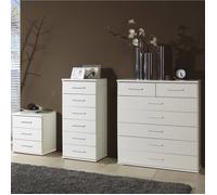 CALICOSY - Chiffonnier 6 tiroirs - L46 x H106 cm - Blanc-Blanc