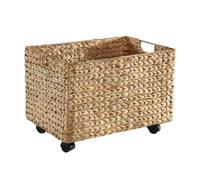 CALICOSY - Coffre à jouet à roulettes en jacinthe d'eau - L50 cm - Beige