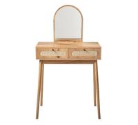Calicosy Coiffeuse avec Miroir et 2 tiroirs façades rotin L80 cm ALIA