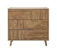 CALICOSY - Commode 3 tiroirs façades lamellées EDEN - Bois clair