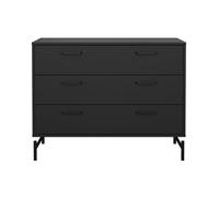 CALICOSY - Commode 3 tiroirs noir mat avec piètement métal L99 cm - BORA - Noir