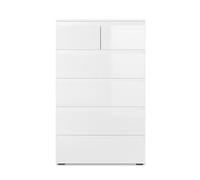 Commode CAPETOWN - Décor blanc brillant - 6 Tiroirs - L80 x H131,5 x P40 cm