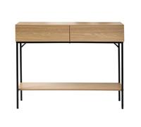 Calicosy - Console 2 Tiroirs 1 Tablette - Effet Bois - Panneaux De Particules - Structure Métal Noir - Prises De Main Intégrées - Entrée, Couloir, Salon - Style Industriel - L 100 x P 35 x H 80 cm