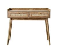 CALICOSY - Console 2 tiroirs avec façades en rotin PALMO - Bois clair