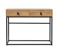Calicosy Console 2 Tiroirs Effet Bois Chêne Veiné L 100,3 x P 35,3 x H 80,5 cm
