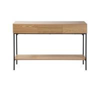 Calicosy - Console 3 Tiroirs sans Poignées - Décor Bois & Structure Métal Noir - Tablette Inférieure - Collection Tessa - Entrée, Salon - L 120 x P 35 x H 80,5 cm