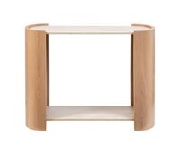 Calicosy Console à 2 Niveaux décor travertin et Bois L100 cm - IZIA