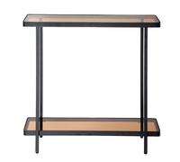 CALICOSY - Console avec deux plateaux en verre fumé L80 cm - ORA - Noir