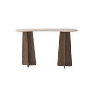 CALICOSY - Console d'Entrée Organique L120 cm - LIRI - Noyer / Travertin