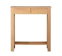 Calicosy - Console Haute 2 Tiroirs - Décor Bois Chêne - Panneaux De Particules - 1 Tablette en Bas - Prises De Main Intégrées - Entrée, Couloir Ou Salon - Design Moderne - L 79 x P 29 x H 86,5 cm