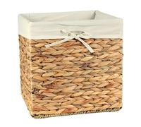 CALICOSY Cube de Rangement en Jacinthe d'eau Tressée - Pliable - avec Housse Amovible - Couleur Naturelles Panier Pliable - pour Vêtements, Jouets - L32 x P32 x H32 cm