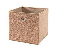 Calicosy - Cube de Rangement Pliable - Tissu Bouclette Beige - avec Poignée - pour Dressing, Bureau, Chambre - L 28 x P 28 x H 27 cm