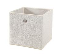 Calicosy - Cube Pliable - Tissu Bouclette - Écru - Boîte de Rangement Multiusages - Design Élégant - Salon, Dressing, Bureau, Chambre - H 27 cm