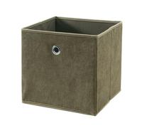 Calicosy - Cube Pliable Tissu Velours côtelé Kaki - H27 cm