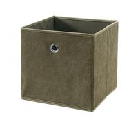 CALICOSY - Cube pliable tissu velours côtelé kaki - H27 cm - Vert kaki