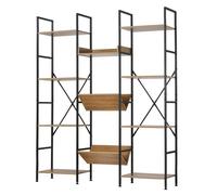 CALICOSY - Etagère 11 Niveaux Style Industriel - L125 x H150 cm - Bois clair