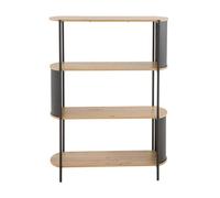 CALICOSY - Etagère 4 niveaux décor bois avec flancs en métal noir H134 cm - EKLO - Bois clair