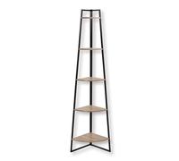 CALICOSY - Étagère d'angle 5 étages Décor Bois H180 cm LEXIE - Noir