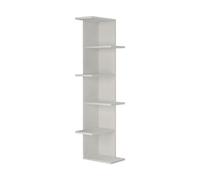 Calicosy Etagère d'Angle 6 Tablettes Blanc Saso - H141 cm - - En Panneaux de Particules - Pour Salon - L37 x l24 x H141 cm