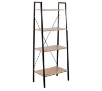 Calicosy CASÂME Étagère de Rangement Lexie - 4 Niveaux - Métal Noir et Imitation Chêne - Style Industriel - Meuble de Rangement - pour Salon - Chambre - 60 x 32,5 x H148 cm
