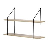 Calicosy - Étagère Murale 2 Niveaux - Décor Bois - Panneaux De Particules - Supports Métal - Étagère À Fixer - pour Séjour, Couloir, Salon Ou Chambre - Style Industriel - L 60 x P 15 x H 40 cm