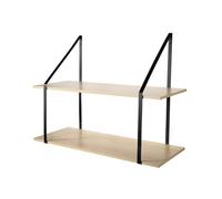 Calicosy - Étagère Murale Grande Profondeur 2 Niveaux - Décor Bois Chêne - Panneaux De Particules - Support Métal - Étagère À Fixer - Salon, Séjour, Chambre - Style Industriel - L 80 x P 30 x H 60 cm
