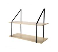 Calicosy - Étagère Murale Grande Profondeur 2 Niveaux - Décor Bois Chêne - Panneaux De Particules - Support Métal - Étagère À Fixer - Salon, Séjour, Chambre - Style Industriel - L 80 x P 30 x H 60 cm