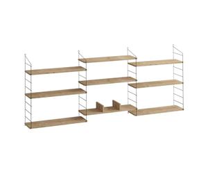Calicosy - Etagère Murale Suspendue 9 tablettes décor chêne L216 cm - LABA