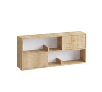 Étagère Suspendue avec 2 Portes Et 2 Niches Ouvertes Décor Bois Chêne L120 Cm - Flora - en Panneaux De Particules - Style Contemporain - pour Salon - L120 X l22 X H50 Cm