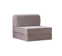 CALICOSY - Fauteuil convertible en tissu velours MAGIC - Gris clair-Gris clair