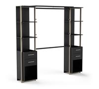 CALICOSY - Kit placard 2 colonnes, 4 tiroirs et penderie H204,4 cm - MOON - Noir