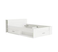 CALICOSY - Lit 2 Places avec 3 Tiroirs et 8 Niches - 160x200 cm - Pocket - Blanc mat