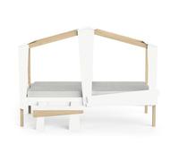 CALICOSY - Lit cabane 90x200 avec tiroir blanc et décor chêne - CABANE - Blanc