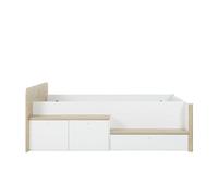 CALICOSY - Lit compact bas 90x200 cm - MATIS - Blanc/Bois