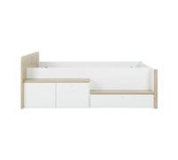 CALICOSY - Lit compact bas 90x200 cm - MATIS - Blanc/Bois
