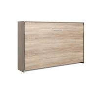 CALICOSY - Lit escamotable horizontal 120x200 - L212 cm - Chêne