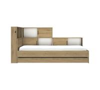 Calicosy Lit Junior 90x200 cm - ERWAN - Décor Chêne Artisan - en Panneaux de Particules - Style Naturel - pour Chambre Enfant/Ado - L221 x H104 x P120 cm