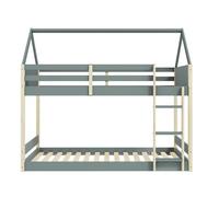 CALICOSY - Lits superposés Montessori couchages 90x190 cm en forme de maison - OSCAR - Vert kaki