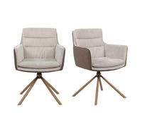 CALICOSY - Lot de 2 Chaises Beiges et Décor Bois L63 cm - Logan - Beige