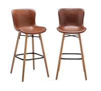 CALICOSY - Lot de 2 chaises de bar similicuir marron L51 cm - LOFT - Marron