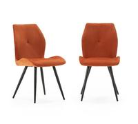 CALICOSY - Lot de 2 chaises en tissu avec pieds en métal noir L45 cm - ADAYA - Orange