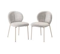 CALICOSY - Lot de 2 Chaises en tissu beige chiné L60 cm - AMBRE - Beige