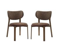 CALICOSY - Lot de 2 Chaises en tissu et pieds décor bois H77 cm - OSLO - Marron